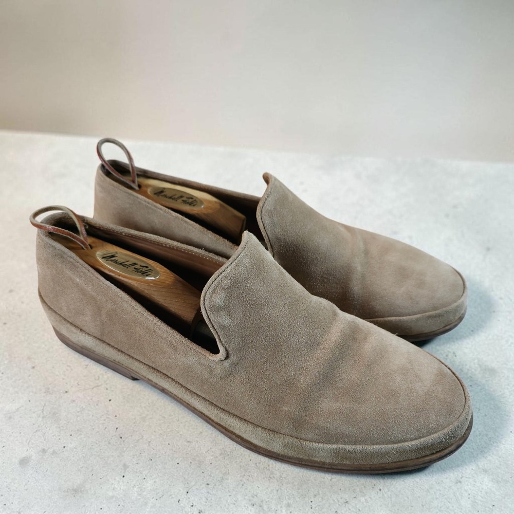 John Varvatos Handmade Suede Leather Slip On Loafers Tan Dress Shoes Mens 8.5